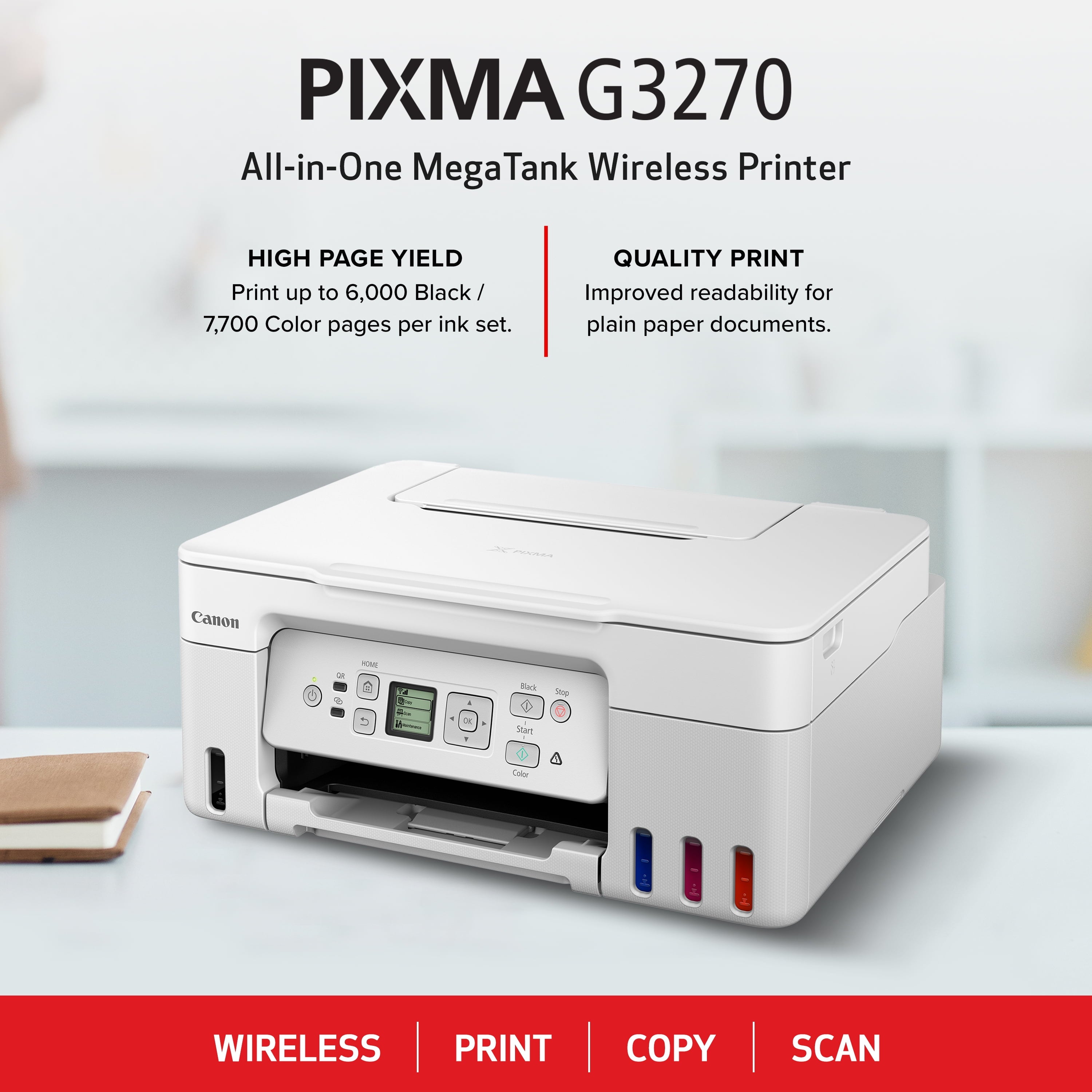 PIXMA G3270 MegaTank Inkjet Printer - White