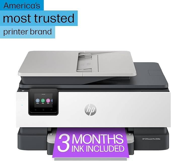 Restored Premium HP OfficeJet Pro 8135e Wireless All-in-One Printer with Bonus 3 Months Instant Ink (Refurbished)