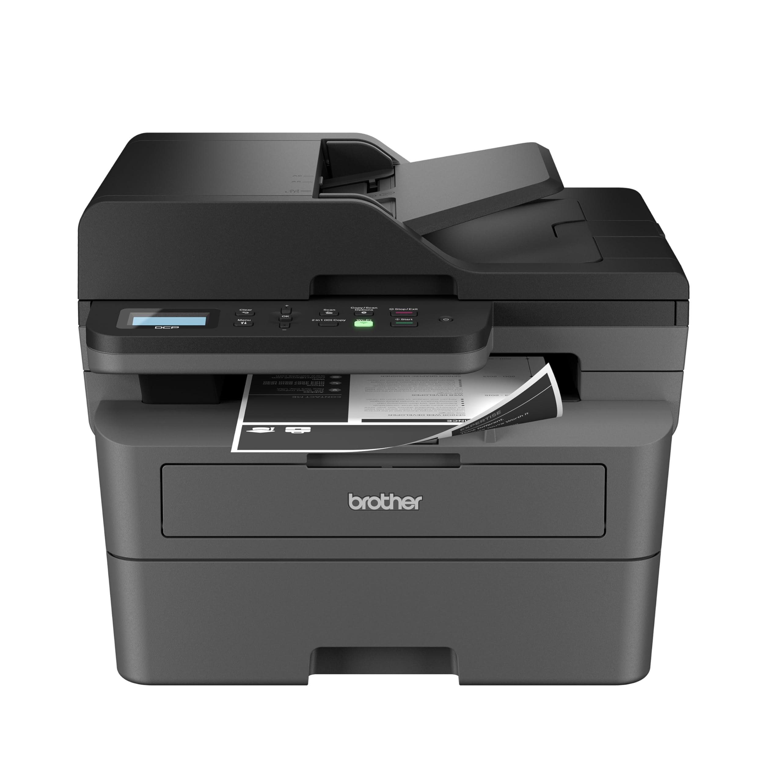 DCP-L2640DW Wireless Monochrome Laser Printer with Copy Scan Duplex Mobile, Compact 3-in-1 for Home Office Small Business, Works with Alexa, Black